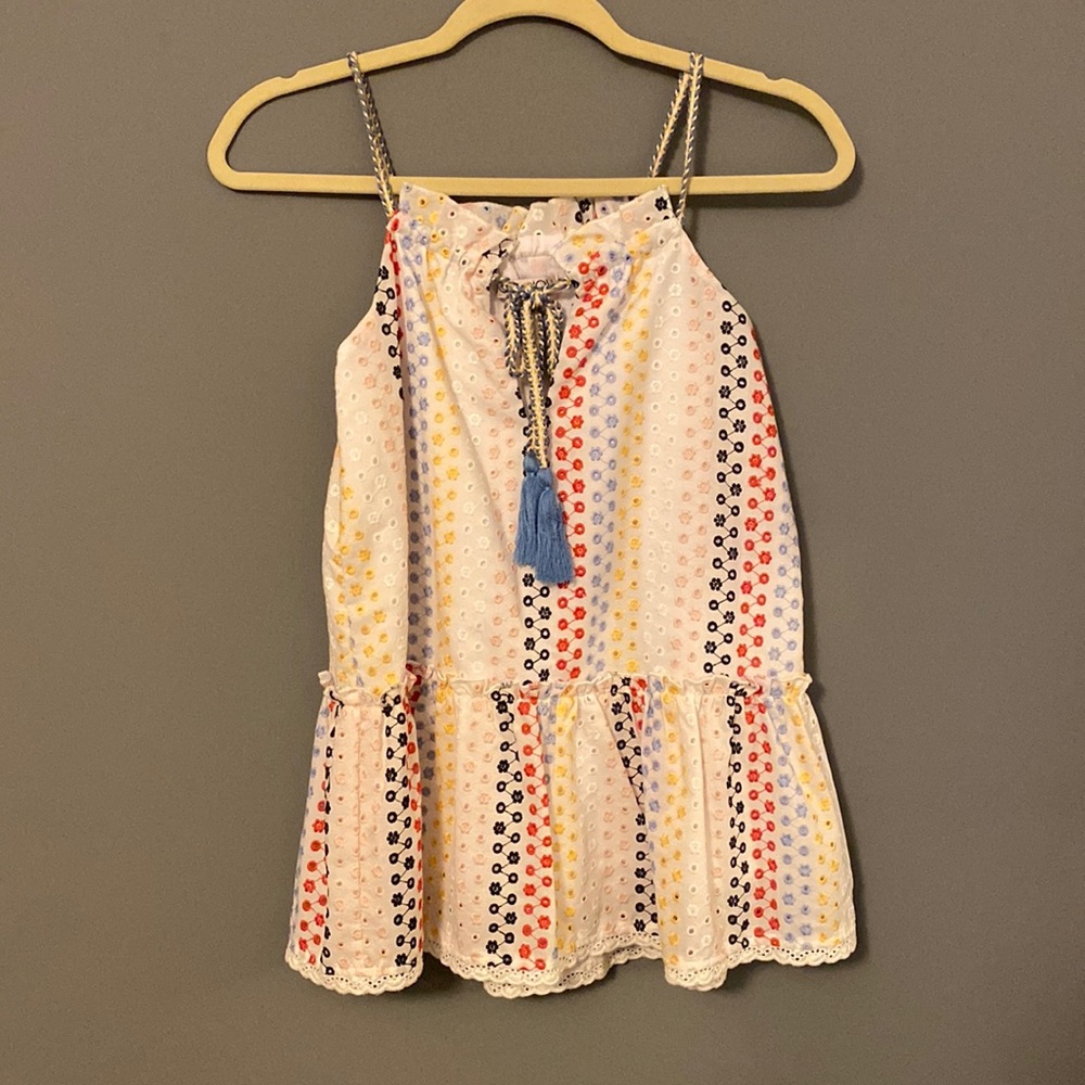 Sleeveless Peplum JOY JOY multicolor tank with rope straps size XS